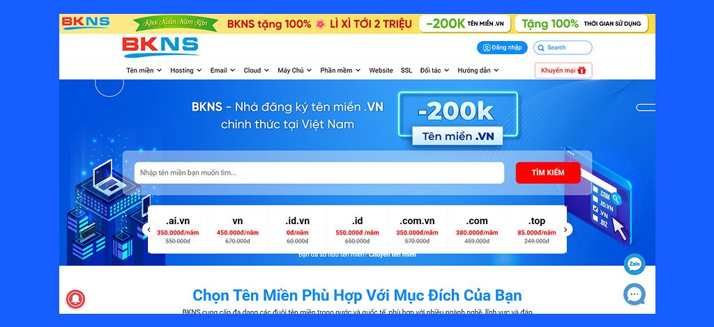 Kiểm tra domain với Bkns.vn