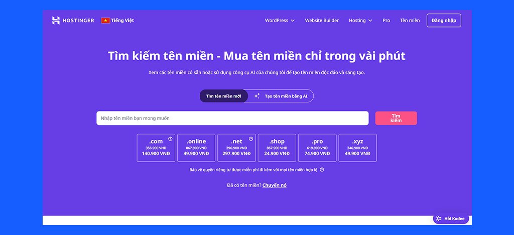 Kiểm tra tên miền với Hostinger.vn