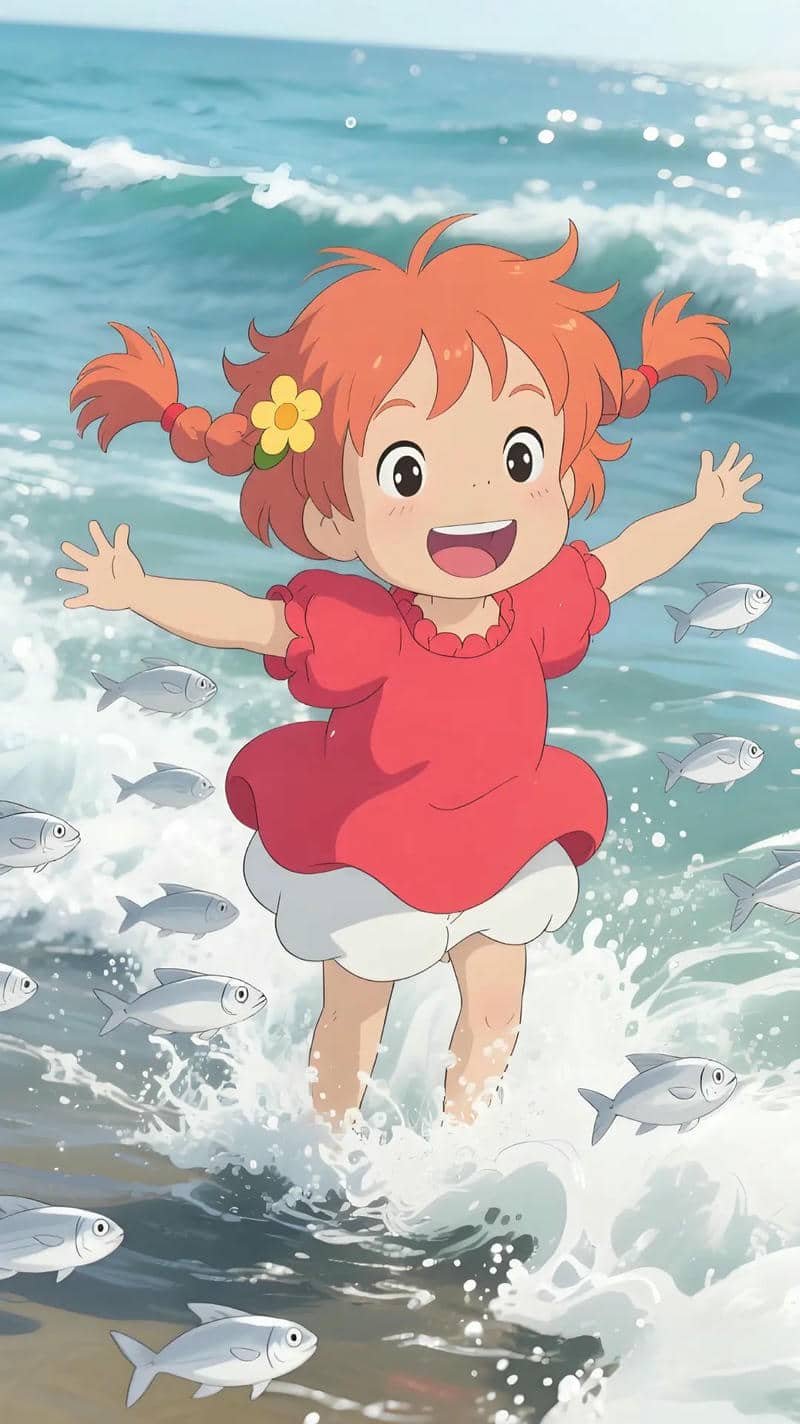 ảnh cô bé người cá ponyo hình nền điện thoại