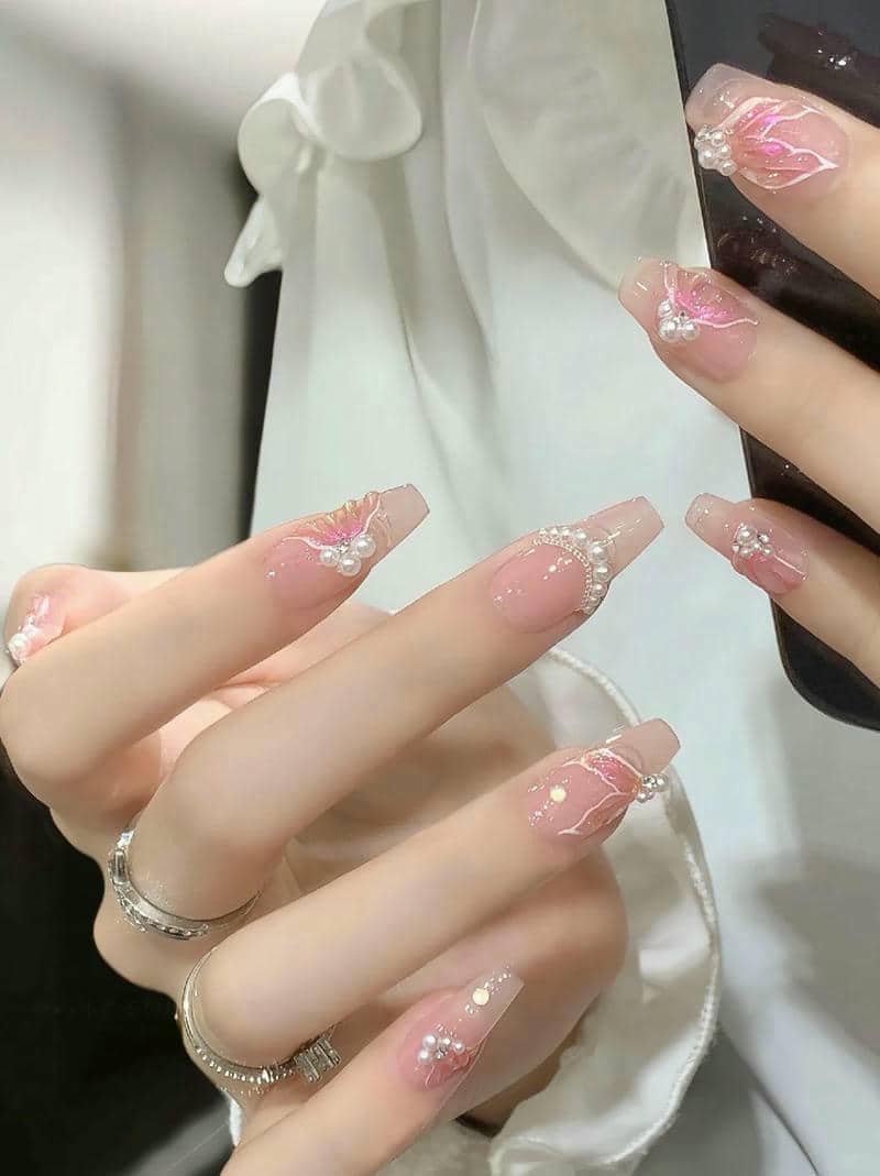 ảnh mẫu nail ngọc trai